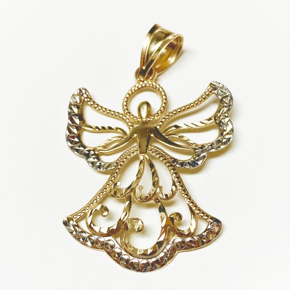 10KT Gold Angel Charm Minimal